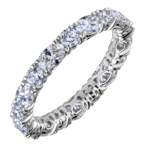 De Beers Forevermark Eternity Ring Round & Oval Diamonds 18kt White Gold Size 7