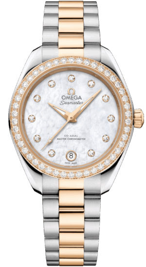 Omega Seamaster Aqua Terra 150m Diamonds Moonshine Gold & Steel MOP 30mm