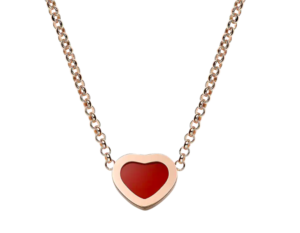 Chopard My Happy Hearts Necklace Carnelian Heart Inlay 18kt Rose Gold 14.5 - 16